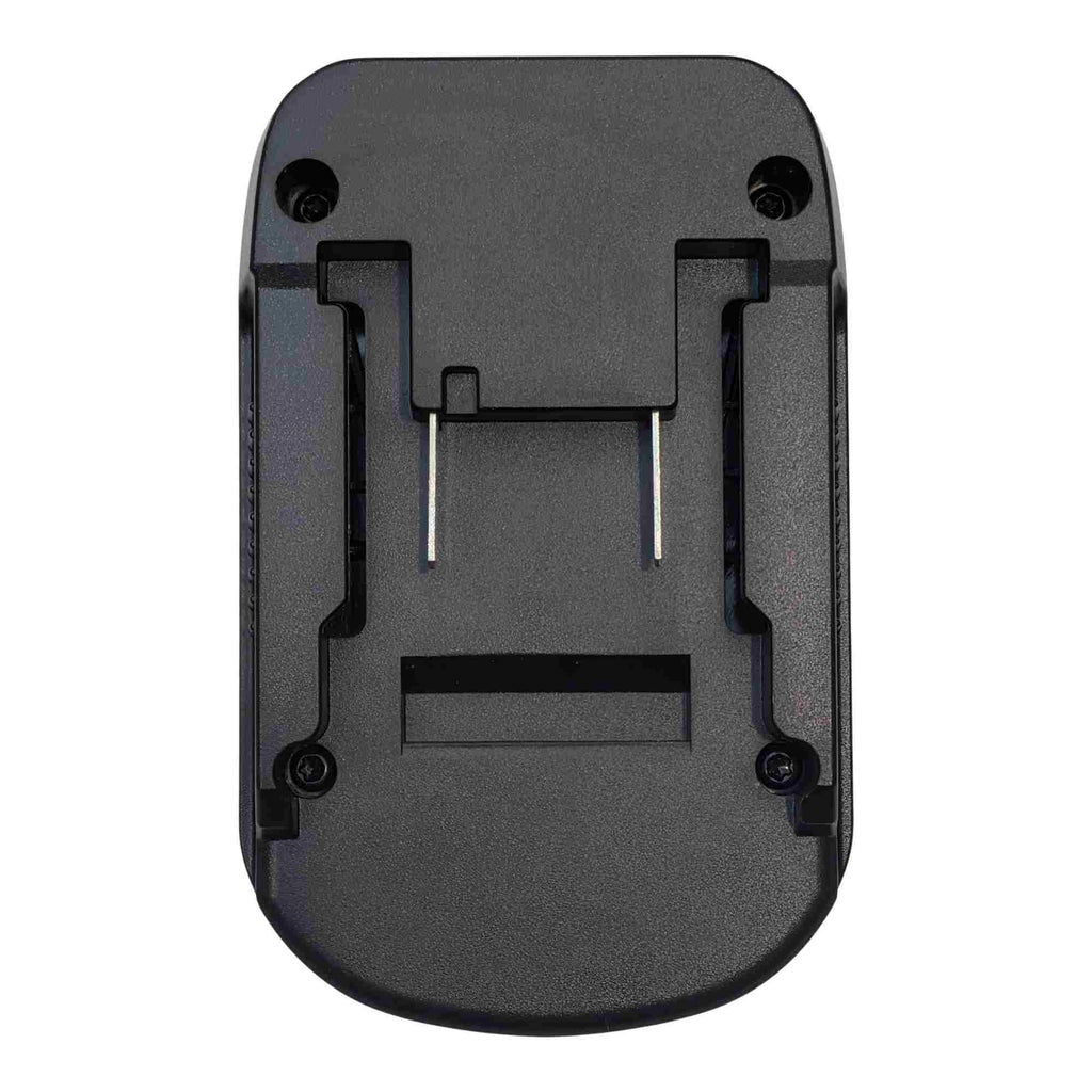 Ozito 18V PXC to Milwaukee M18 battery adapter - Ozito PXC battery-side connection with twin blade terminals and latch slot