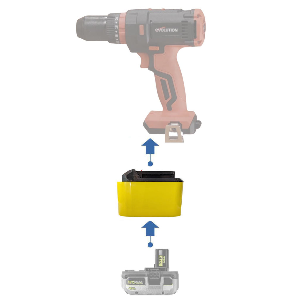 Ryobi 18V to Evolution 18V EXT Battery Adapter