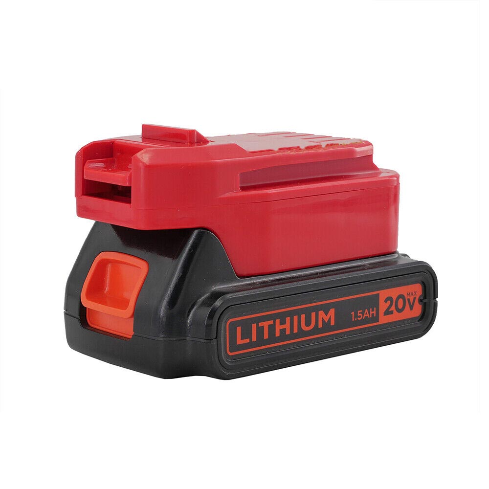 Black and Decker 20V to Craftsman 20V battery adapter - fitted to the Black and Decker 20V battery, tool-side rails upward